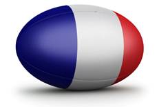 A rugby ball with the french flag 